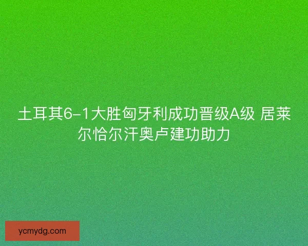 土耳其6-1大胜匈牙利成功晋级A级 居莱尔恰尔汗奥卢建功助力