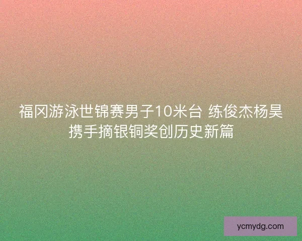 福冈游泳世锦赛男子10米台 练俊杰杨昊携手摘银铜奖创历史新篇 福冈游泳世锦赛男子10米台 练俊杰杨昊携手摘银铜奖创历史新篇