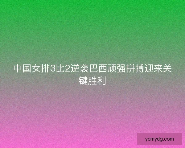 中国女排3比2逆袭巴西顽强拼搏迎来关键胜利 中国女排3比2逆袭巴西顽强拼搏迎来关键胜利